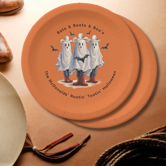 Plato De Papel Personalizado de Fantasmas de Vaquero Fantasma de  (Add text to personalize, See collection for other items)