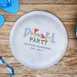 Plato De Papel Personalizado de Fiesta de piscina de verano