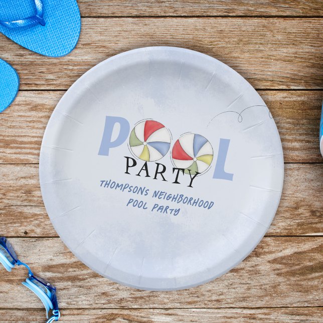 Plato De Papel Personalizado de Fiesta de piscina de verano (Subido por el creador)