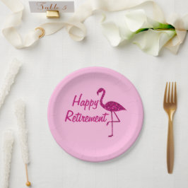 Plato De Papel Personalizado de flamingo rosa brillante de retiro