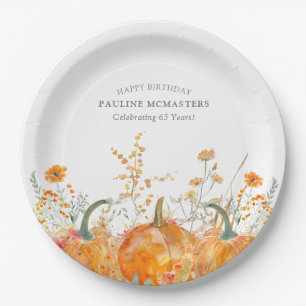 Plato De Papel personalizado de Flor Silvestre de la Calabaza de
