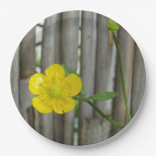 Plato De Papel Personalizado de flores amarillas Papel Placas 9 p