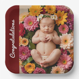 Plato De Papel personalizado de fotos de texto felicitaciones Pla