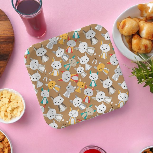 Plato De Papel Personalizado de Fox de Multcolor (wild animal fox party,birthday,wedding,baby shower,special occasion event paper plate party supplies)