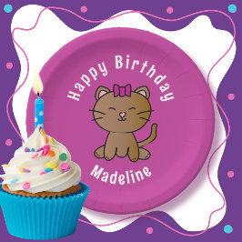 Plato De Papel Personalizado de gatos adorable Personalizada Funn