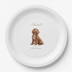 Plato De Papel Personalizado de Goldendoodle Boda Mascota