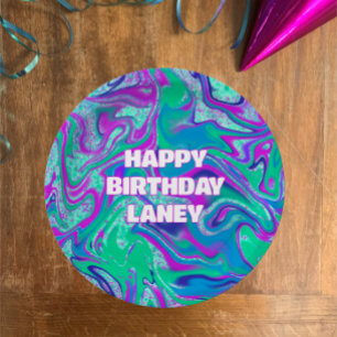 Plato De Papel Personalizado de Guay Aqua Swirl Purpurina Chica F