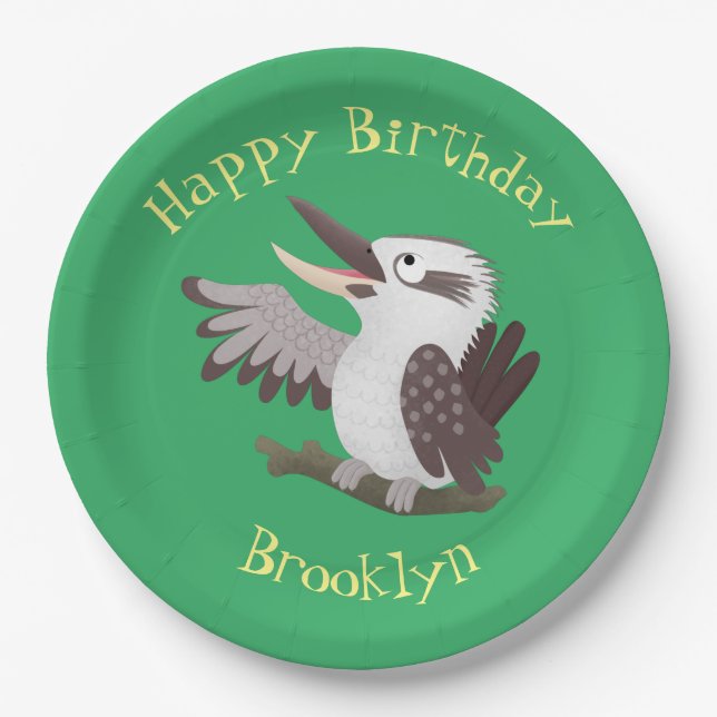 Plato De Papel Personalizado de kookaburra gracioso (Anverso)