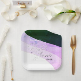 Plato De Papel Personalizado de las ondas violetas verdes boho