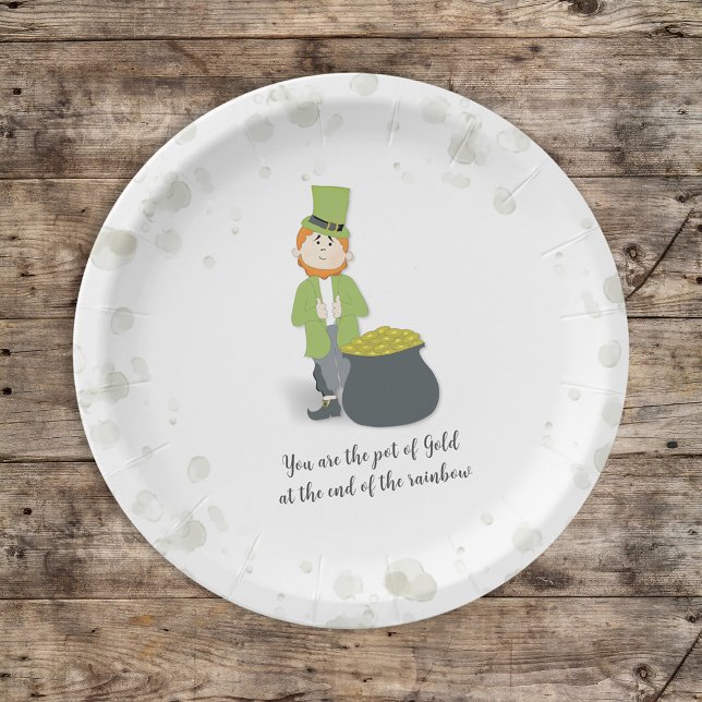 Plato De Papel Personalizado de Leprechaun de Cute St. Patrick (Subido por el creador)