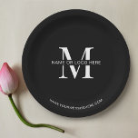 Plato De Papel Personalizado de logotipo comercial de eventos cor<br><div class="desc">Crear platos personalizados de la empresa utilizando este moderno diseño de placas de papel para eventos de negocios. Con un sencillo diseño en blanco y negro, con espacio para su logotipo o monograma, nombre de negocio y sitio web, el toque perfecto para su fiesta de cócteles de la empresa, evento...</div>