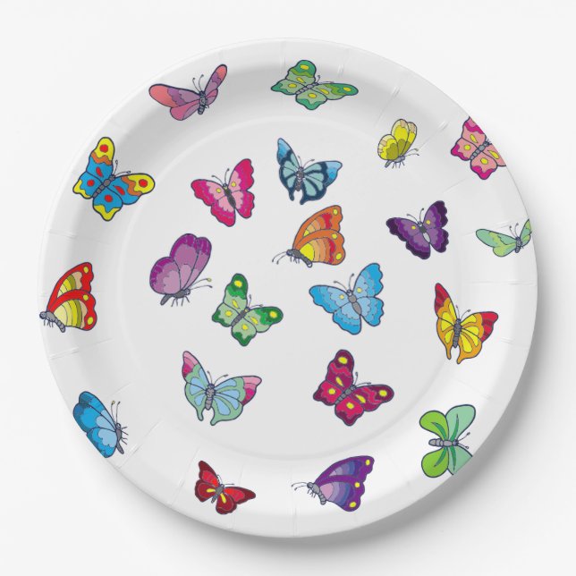 Plato De Papel personalizado de mariposa Placas de papel 9" (Anverso)