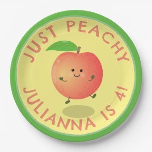 Plato De Papel Personalizado de melocotón alegre y personalizado 