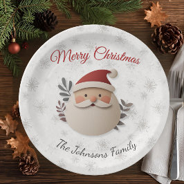 Plato de papel personalizado de Navidad con Santa