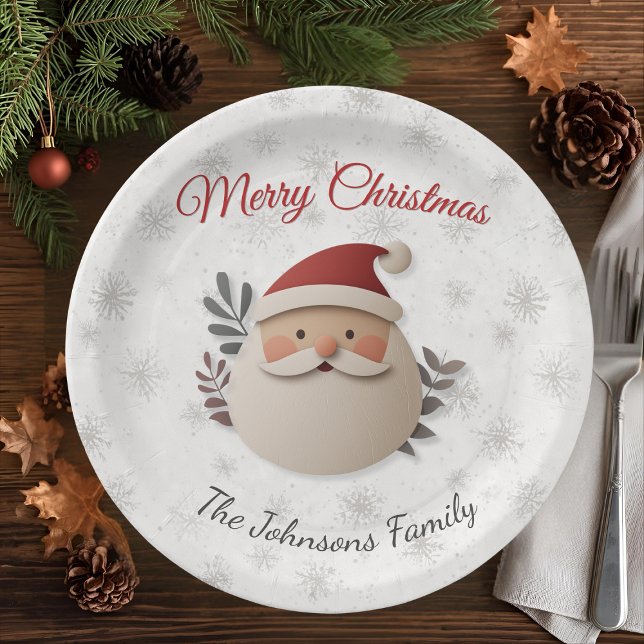 Plato de papel personalizado de Navidad con Santa (Subido por el creador)