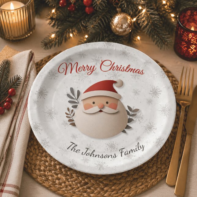 Plato de papel personalizado de Navidad con Santa (Subido por el creador)