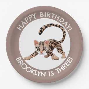 Plato De Papel Personalizado de ocelot lindo personalizado cumple