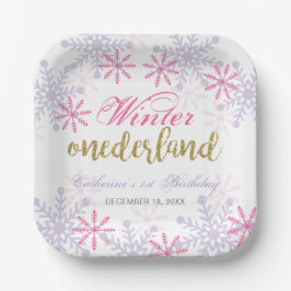 Plato De Papel Personalizado de Onederland en invierno de primer 