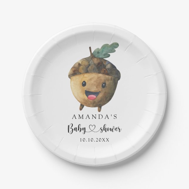 Plato De Papel Personalizado de otoño de Baby Shower (Anverso)