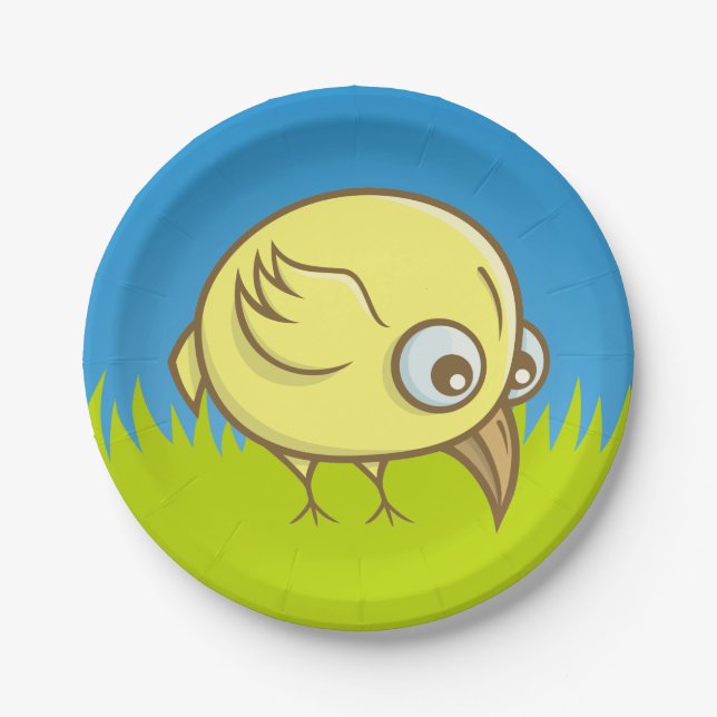 Plato De Papel Personalizado de pájaro amarillo (Anverso)