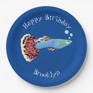 Plato De Papel Personalizado de peces tropicales adormilados