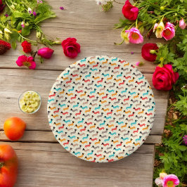 Plato De Papel Personalizado de perro multicolor