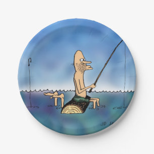 Plato De Papel Personalizado de Pesca en Día Extraño