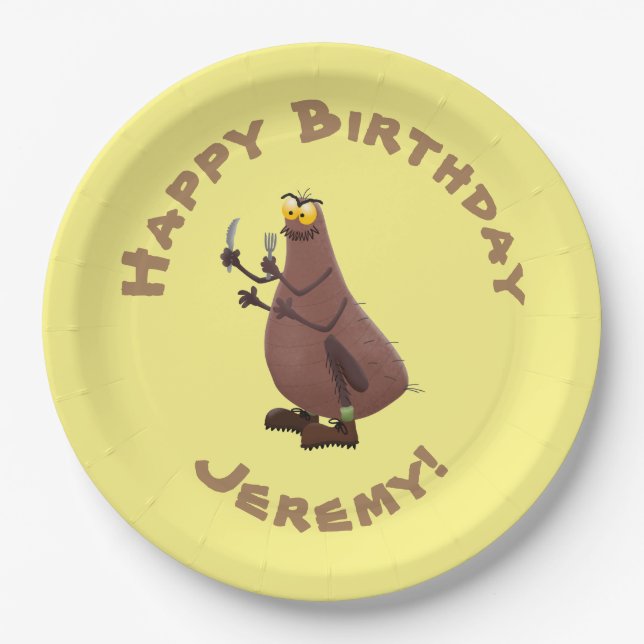 Plato De Papel Personalizado de pulgas fea hambrienta (Anverso)