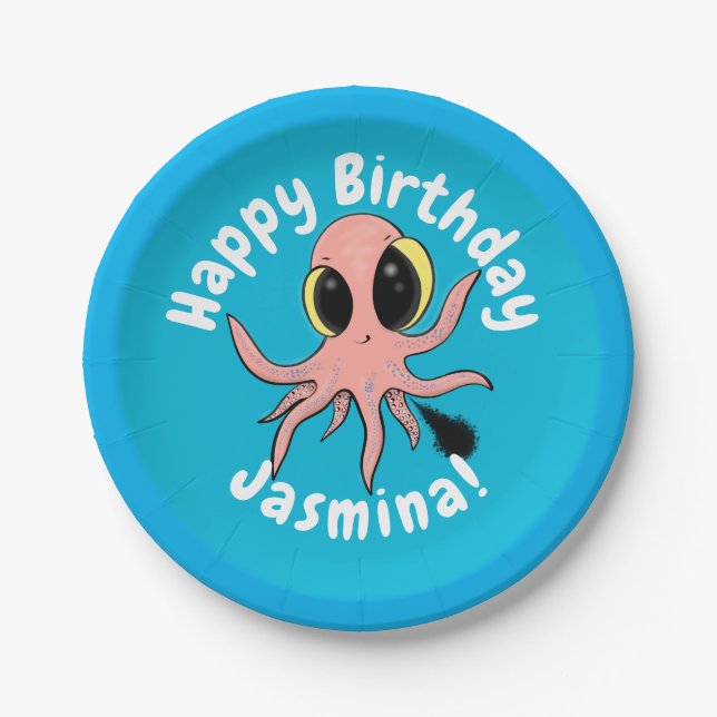 Plato De Papel Personalizado de pulpo para bebés, dulce y descara (Anverso)
