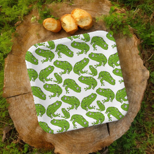 Plato De Papel Personalizado de rana verde
