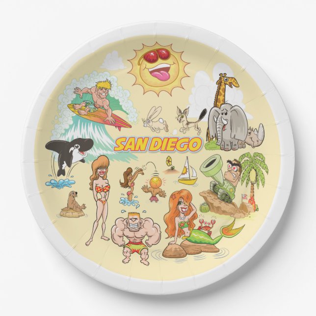 Plato De Papel Personalizado de San Diego (Anverso)