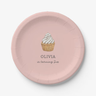Plato De Papel Personalizado de tarta rosada