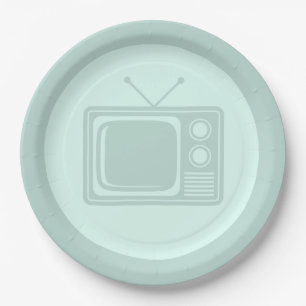 Plato De Papel Personalizado de televisión retro COLOR Televisi