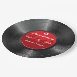 Plato De Papel personalizado de texto vintage o retro vinilo regi