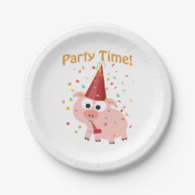 Personalizado de tiempo fiesta Cerdo rosa con conf
