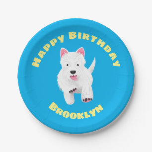 Plato De Papel Personalizado de tierra de montaña blanca y blanca