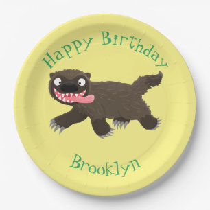 Plato De Papel Personalizado de un animal lobverino hambriento