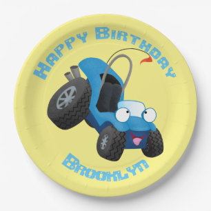 Plato De Papel Personalizado de vehículo con buggy de dunas corta