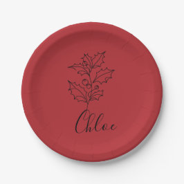 Plato De Papel Personalizado December Holly Birth Flower Gift