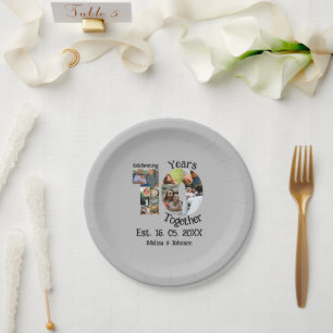 Plato De Papel Personalizado décimo aniversario del boda 11 colla