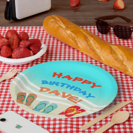 Plato De Papel Personalizado del Fiesta de Birthday Beach