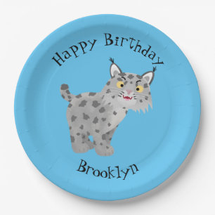 Plato De Papel Personalizado del lince del bobcat medio