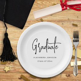 Plato De Papel Personalizado del Partido de Graduación de Guión M