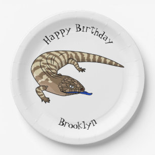 Plato De Papel Personalizado del reptil de lagarto de lengua azul