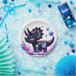 Plato De Papel Personalizado divertida Dinosaur Baby Shower