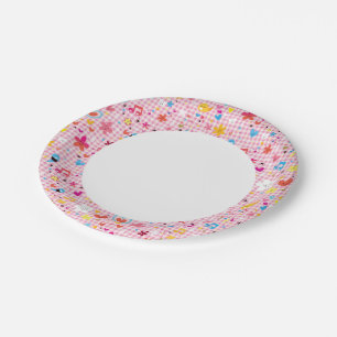 Plato De Papel personalizado divertido patrón rosa