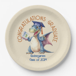 Plato De Papel Personalizado Dragon Kindergarten Graduado