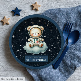 Plato De Papel Personalizado el astronauta de osito Teddy Baby Sh