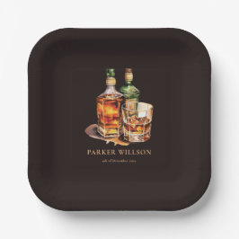 Plato De Papel Personalizado el cumpleaños de los hombres Whisky