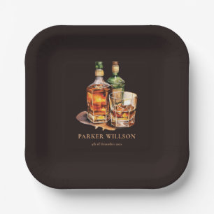 Plato De Papel Personalizado el cumpleaños de los hombres Whisky
